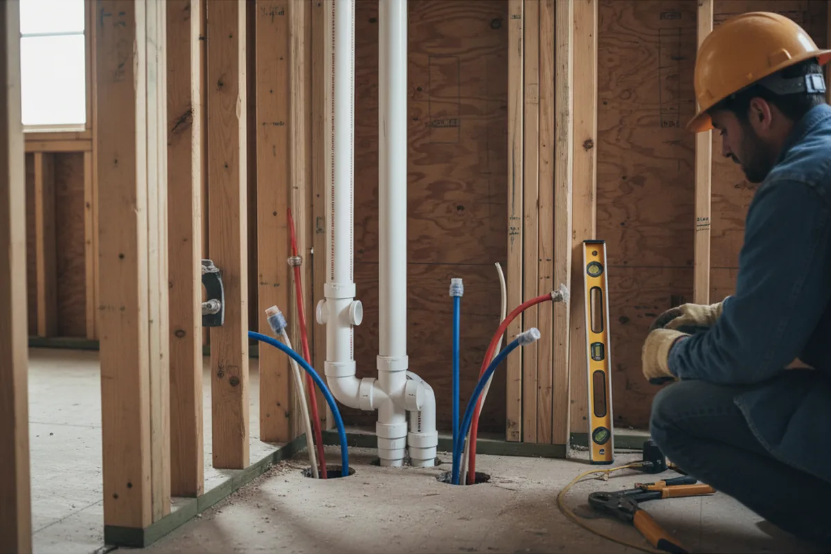 Drain and supply rough-in during Garbage Disposal Repair in Everly